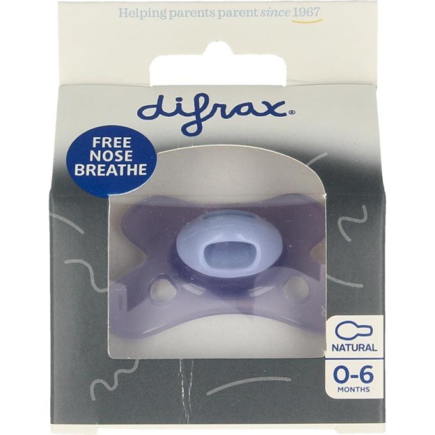 Difrax Fopspeen natural 0-6 maanden cotton candy lavander (1 Stuks)
