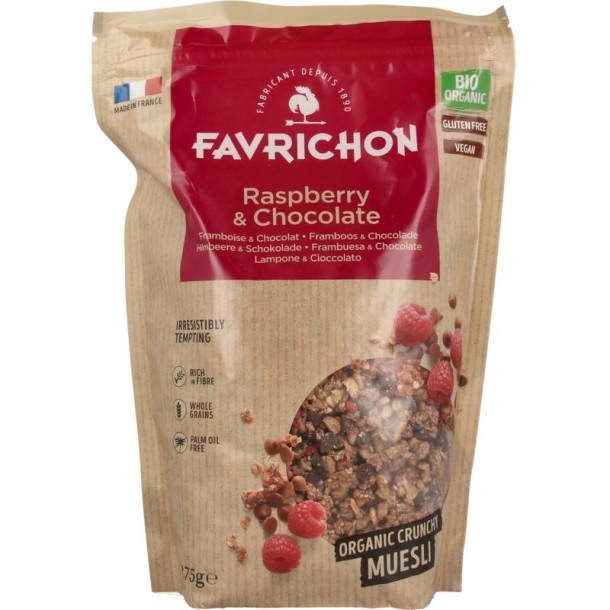 Favrichon Framboos & chocolade crunchy muesli (375 Gram)