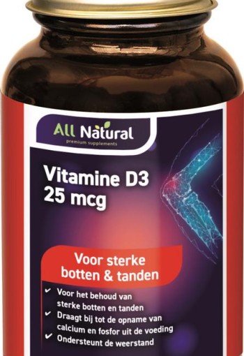 All Natural Vitamine D3 25mcg (300 Capsules)