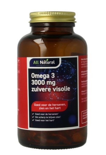 All Natural Omega 3 3000mg zuivere visolie (100 Capsules)
