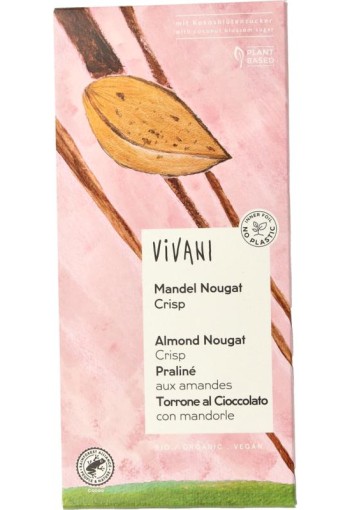 Vivani Chocolade vegan amandel nougat crisp bio (80 Gram)