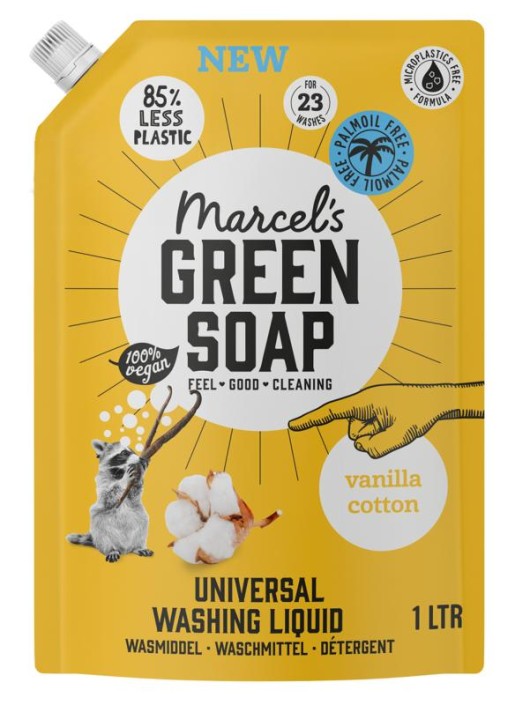 Marcel's GR Soap Wasmiddel universeel vanille & katoen navulling (1 Liter)