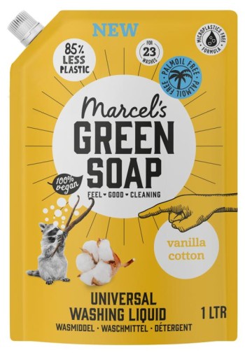 Marcel's GR Soap Wasmiddel universeel vanille & katoen navulling (1 Liter)