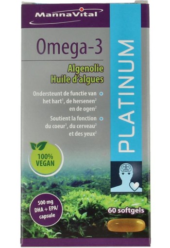 Mannavital Omega-3 algenolie platinum (60 Softgels)
