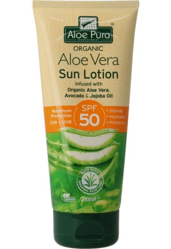 Optima Aloe pura organic aloe vera zonnelotion SPF50 (200 Milliliter)