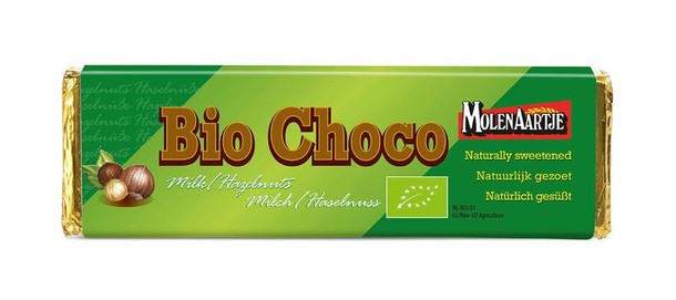 Molenaartje Choco melk hazelnoot zonder suiker bio (65 Gram)