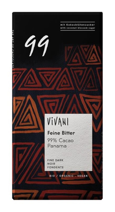 Vivani Chocolade puur delicaat 99% Panama bio (80 Gram)