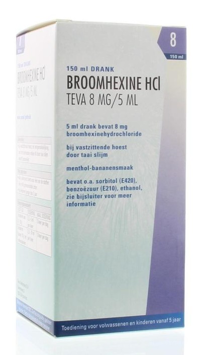 Teva Broomhexine Hcl 8 mg/5 ml (150 Milliliter)