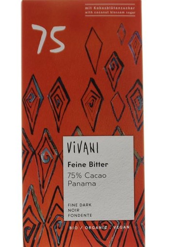 Vivani Chocolade puur delicaat 75% Panama bio (80 Gram)