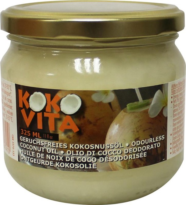 Kokovita Kokosolie geurloos in glas bio (325 Milliliter)