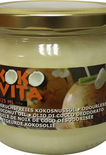 Kokovita Kokosolie geurloos in glas bio (325 Milliliter)