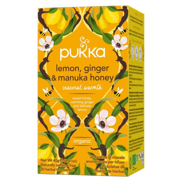 Pukka Lemon ginger manuka honey bio (20 Zakjes)