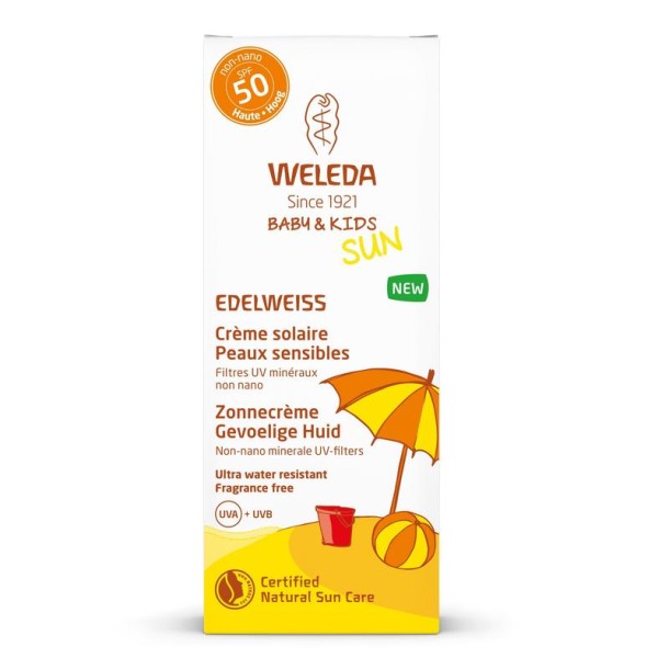 Weleda Edelweiss zonnecreme gevoelige huid SPF50 (50 Milliliter)