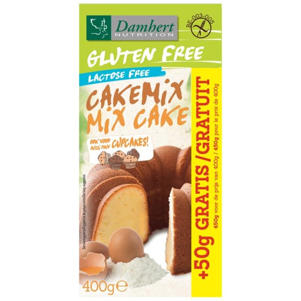 Damhert Cakemix glutenvrij met 50 gram gratis (400 Gram)