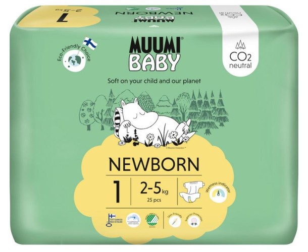 Muumi Baby Eco luiers maat 1 newborn 2-5kg (25 Stuks)