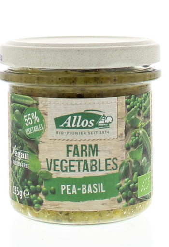 Allos Farm vegetables doperwten & basilicum bio (135 Gram)
