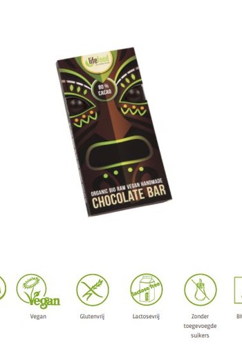Lifefood Chocolade 80 % cacao raw bio (70 Gram)