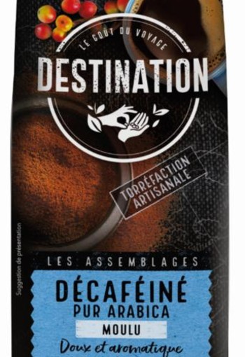 Destination Koffie decaf puur arabica gemalen bio (250 Gram)