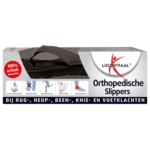 Lucovitaal Orthopedische slippers 43/44 zwart (1 paar)