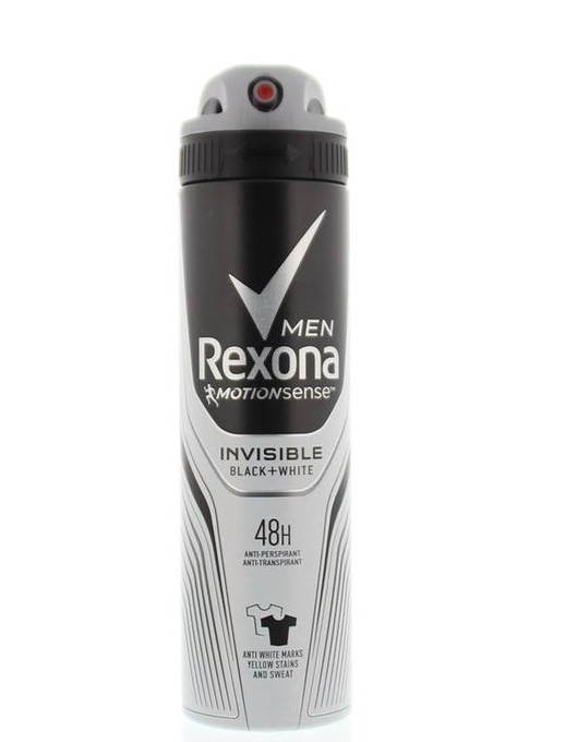Rexona Deodorant spray men invisible black & white (150 Milliliter)