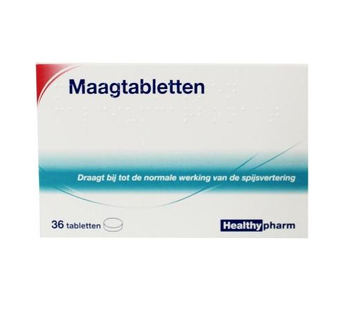 Healthypharm Maagtabletten calcium carbonaat (36 Tabletten)