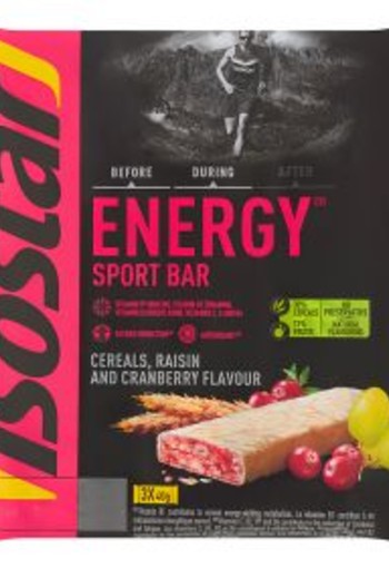Isostar Energy sport bar cereals raisin cranberry 3 x 40g (120 Gram)