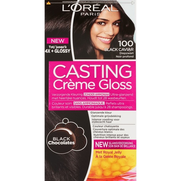 L'Oréal Paris Casting Crème Gloss Verzorgende Haarkleuring 100 Black Caviar 160 ml